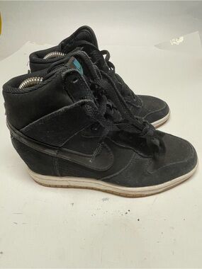 Nike Dunk Sky Hi Hidden Wedge Heel Womens Sneakers Black Suede 644877-011 Size 7